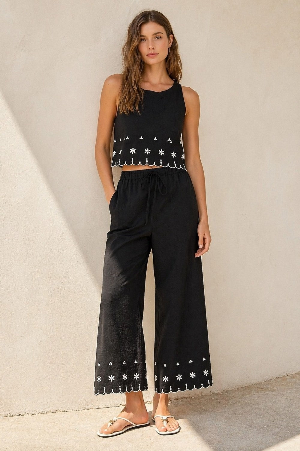 Embroidered Cotton Black Set