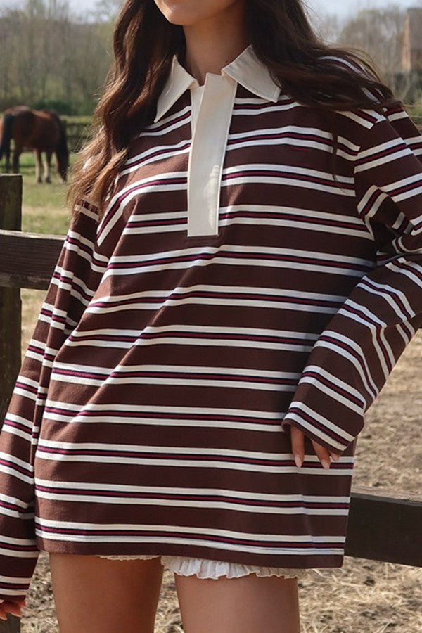 Stripes Polo Shirt Long Sleeves