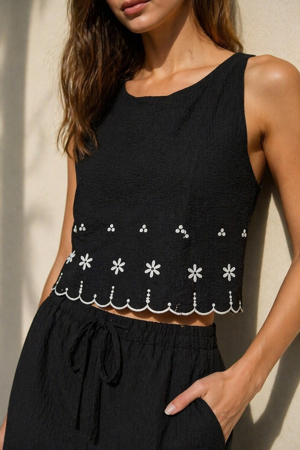 Embroidered Cotton Black Set